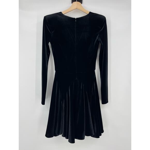 SELMACILEK | Black Velvet Skater Dress Skirt Long Sleeve Mini S - Picture 5 of 13